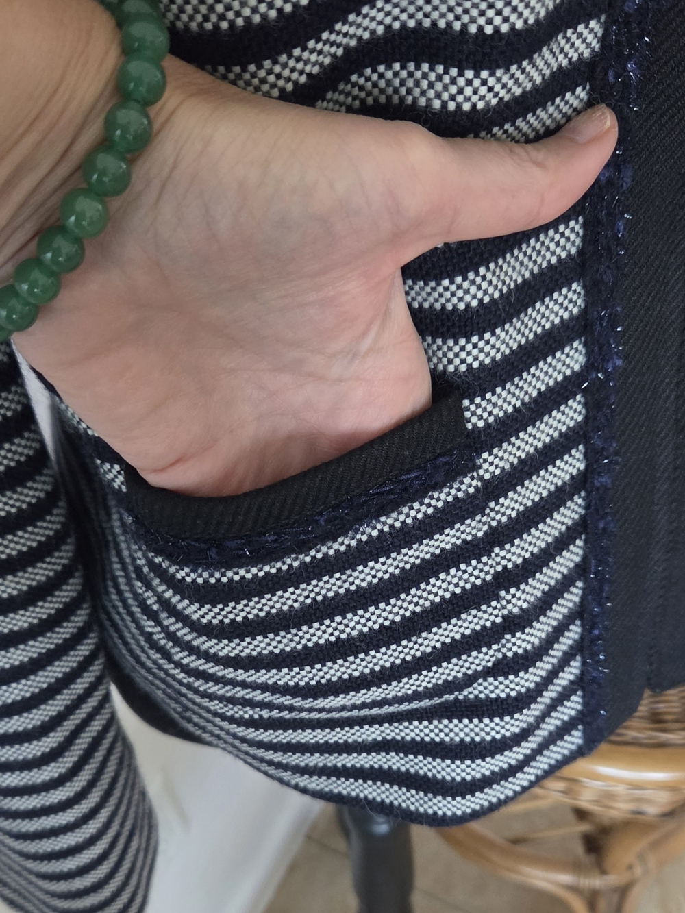 J. Crew Navy and Light Gray Striped Cropped Jacket - Picture 8 of 12